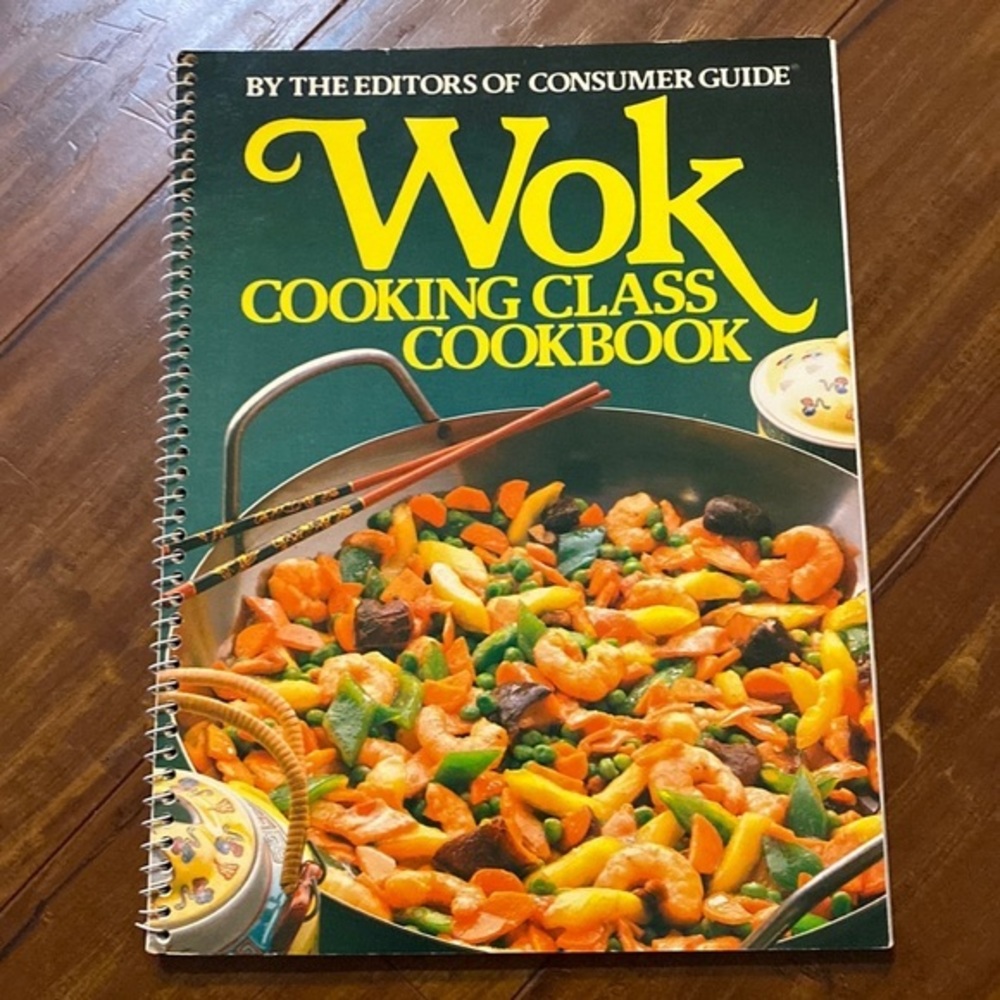 Wok Cooking Class Cookbook Vintage spiral bound‎